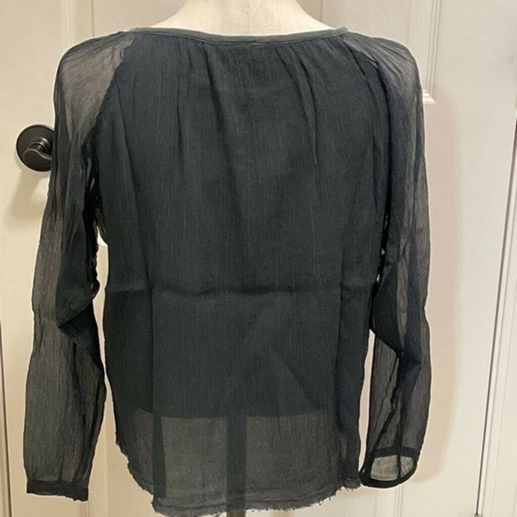 Kristensen Du Nord women’s Blouse Black Long silk Sleeve sheer top NWT Sz 1 - Picture 7 of 7